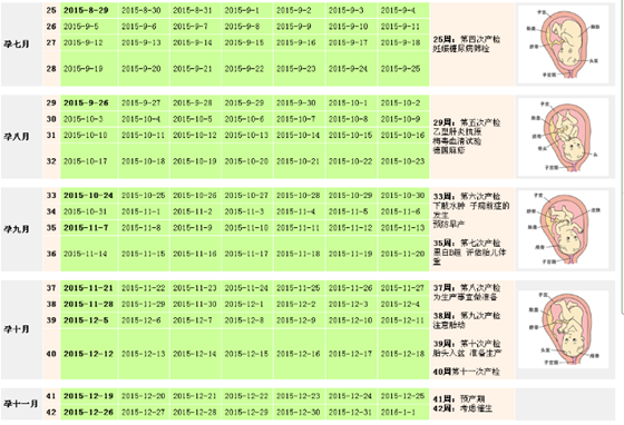 怀孕周期表图2