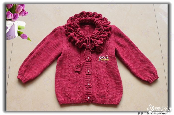 手工织毛衣:3-6岁女宝宝洋气毛衣开衫!