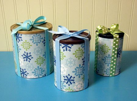 废物利用手工小制作:奶粉罐DIY的礼品包装盒