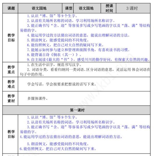 2021年部编版二年级下册第六单元语文园地五教案资源免费下载