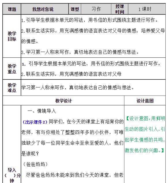 2021部编版五年级语文上册习作：我想对您说教案资源免费下载