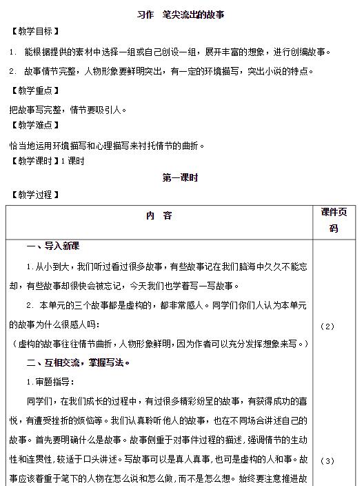 部编版六年级上册语文习作：笔尖流出的故事教案资源免费下载