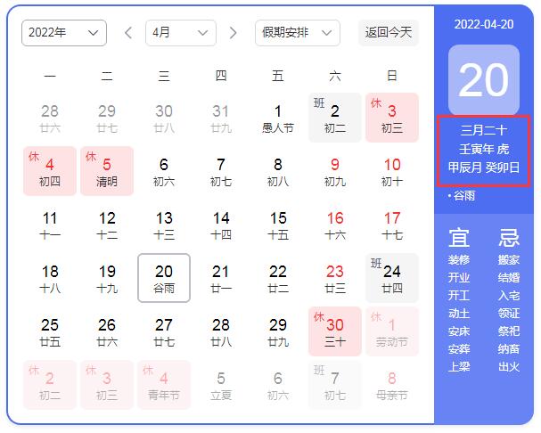 2022年谷雨是农历的哪一天