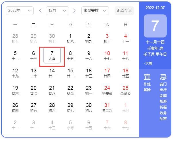 2022年大雪是几月几号几点几分